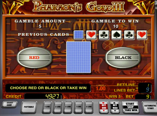 Dobling spill av spilleautomat Pharaoh's Gold III