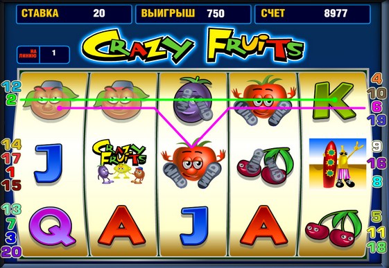 Hjulene til spilleautomat Crazy Fruits