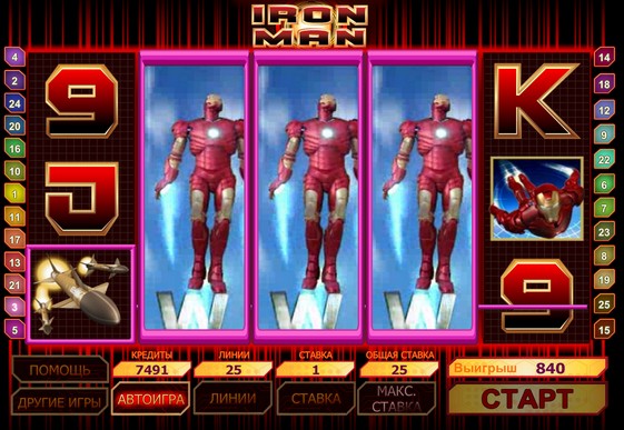 Hjulene til spilleautomat Iron Man