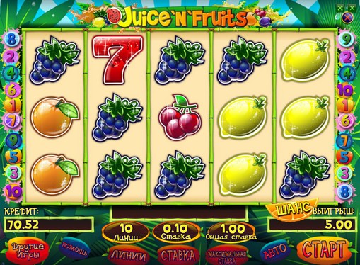 Utseendet til spilleautomat Juice and Fruits